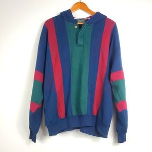 VINTAGE J Forest & Co Colorblock Striped Pullover Hoodie